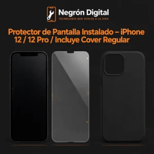 Protector de Pantalla Instalado - iPhone 12 / 12 Pro  / Incluye Cover Regular
