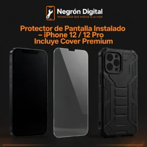 Protector de Pantalla Instalado – iPhone 12 / 12 Pro / Incluye Cover Premium