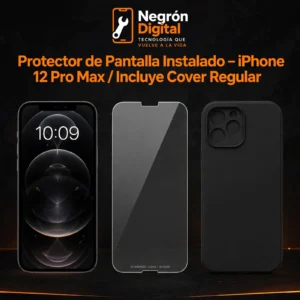 Protector de Pantalla Instalado - iPhone 12 Pro Max  / Incluye Cover Regular