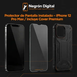 Protector de Pantalla Instalado - iPhone 12 Pro Max / Incluye Cover Premium