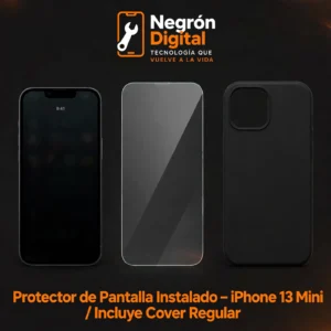 Protector de Pantalla Instalado - iPhone 13 Mini  / Incluye Cover Regular
