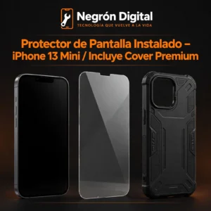 Protector de Pantalla Instalado - iPhone 13 Mini / Incluye Cover Premium