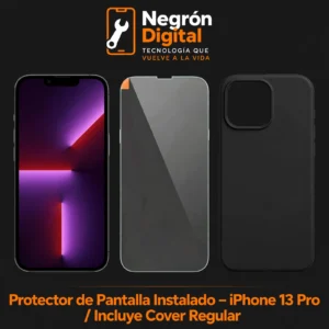 Protector de Pantalla Instalado - iPhone 13 Pro  / Incluye Cover Regular