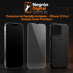 Protector de Pantalla Instalado - iPhone 13 Pro / Incluye Cover Premium