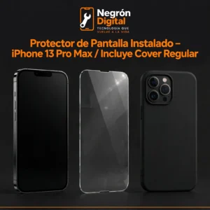 Protector de Pantalla Instalado - iPhone 13 Pro Max  / Incluye Cover Regular