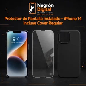 Protector de Pantalla Instalado - iPhone 14 / Incluye Cover Regular