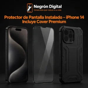 Protector de Pantalla Instalado - iPhone 14 / Incluye Cover Premium