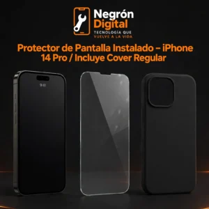Protector de Pantalla Instalado - iPhone 14 Pro  / Incluye Cover Regular
