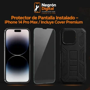 Protector de Pantalla Instalado - iPhone 14 Pro Max / Incluye Cover Premium