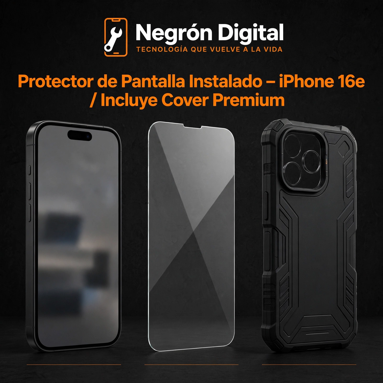 Protector de Pantalla Instalado - iPhone 16e / Incluye Cover Premium