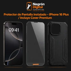 Protector de Pantalla Instalado - iPhone 16 Plus / Incluye Cover Premium