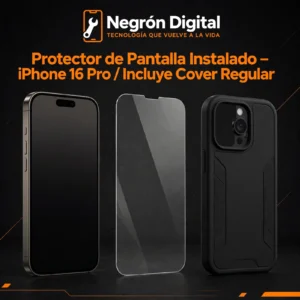 Protector de Pantalla Instalado - iPhone 16 Pro / Incluye Cover Regular