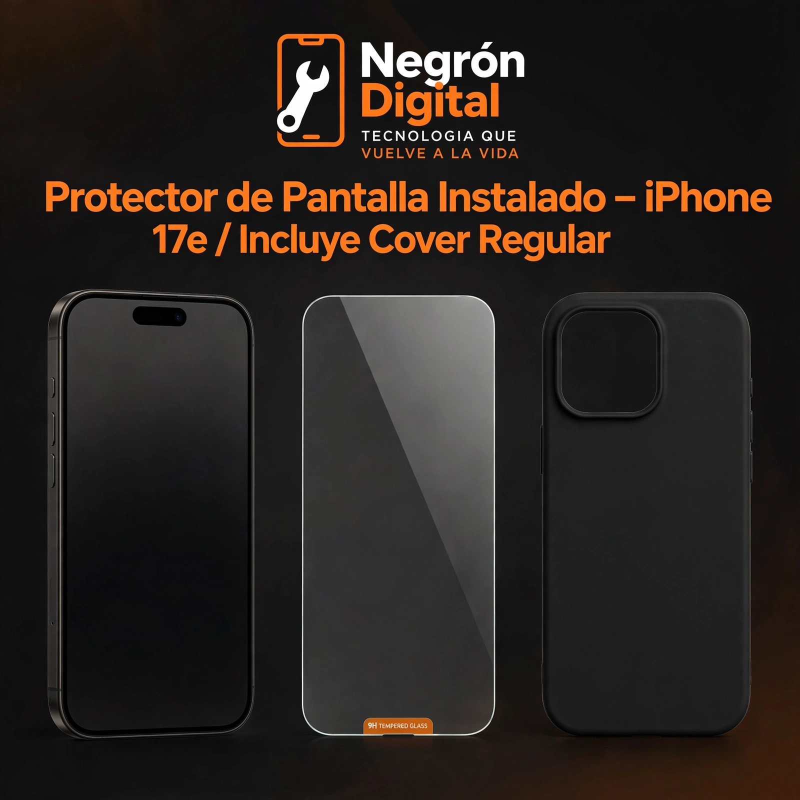 Protector de Pantalla Instalado - iPhone 17e / Incluye Cover Regular