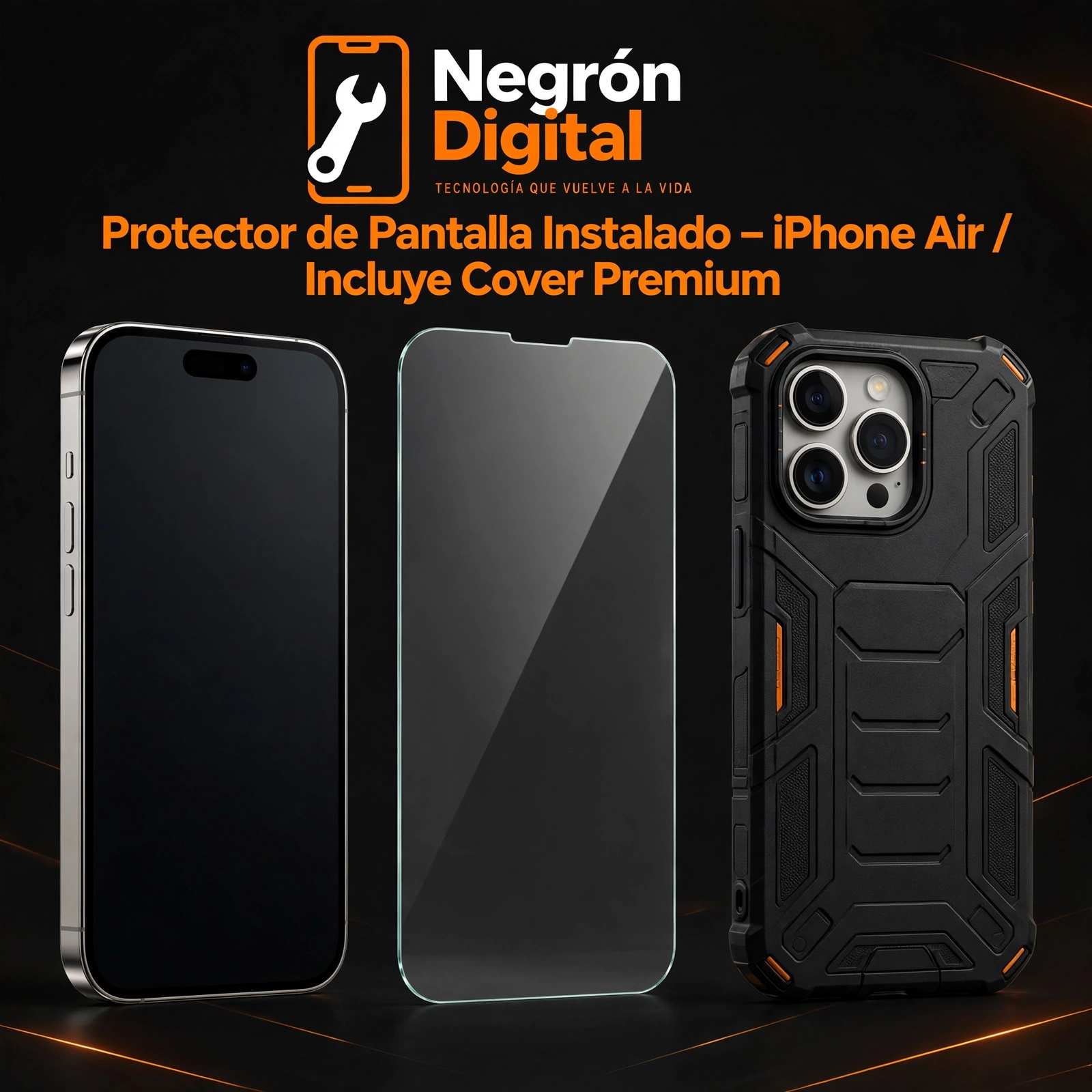 Protector de Pantalla Instalado - iPhone Air / Incluye Cover Premium