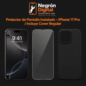 Protector de Pantalla Instalado - iPhone 17 Pro / Incluye Cover Regular