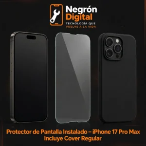 Protector de Pantalla Instalado - iPhone 17 Pro Max / Incluye Cover Regular