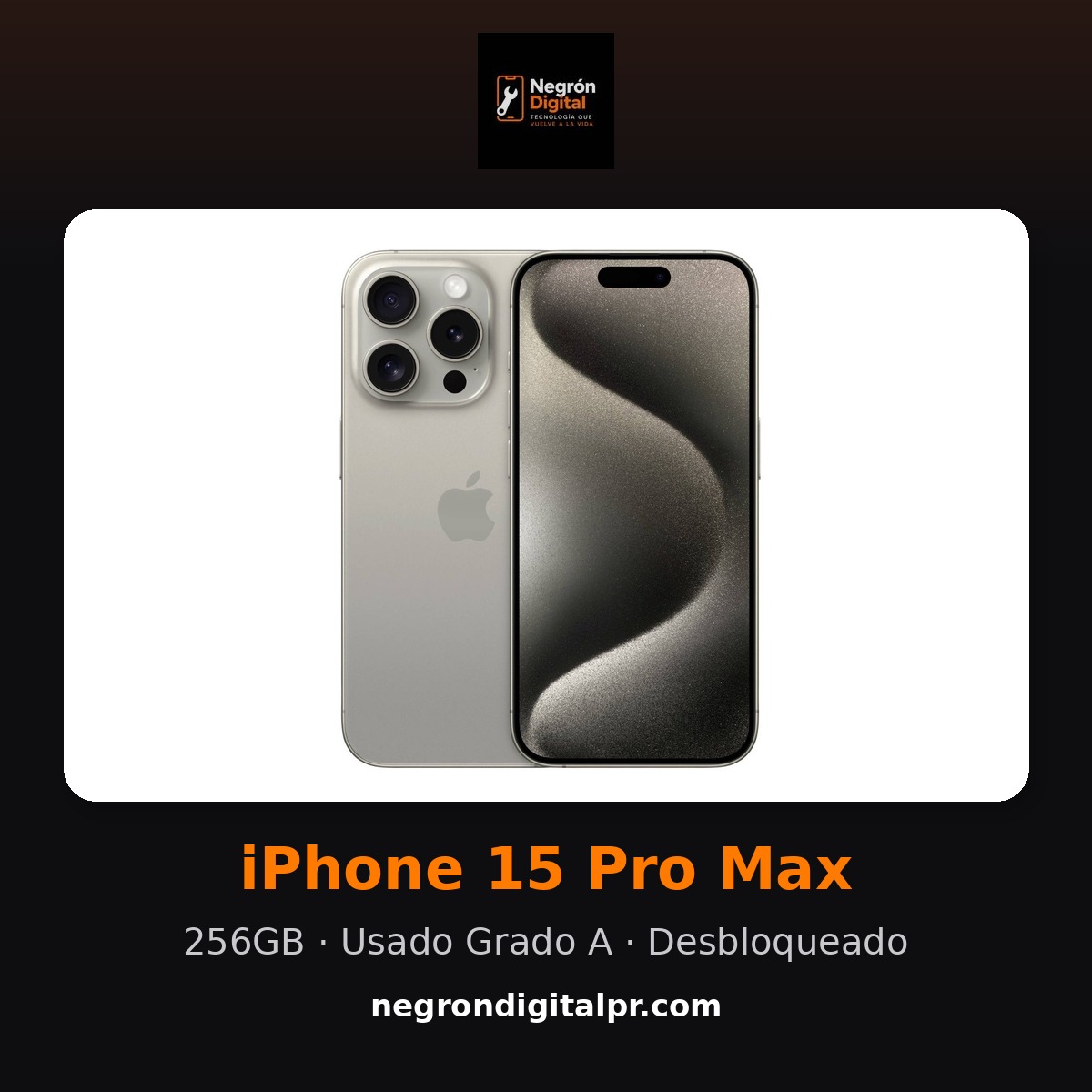 iPhone 15 Pro Max — Usado Grado A (HSO)