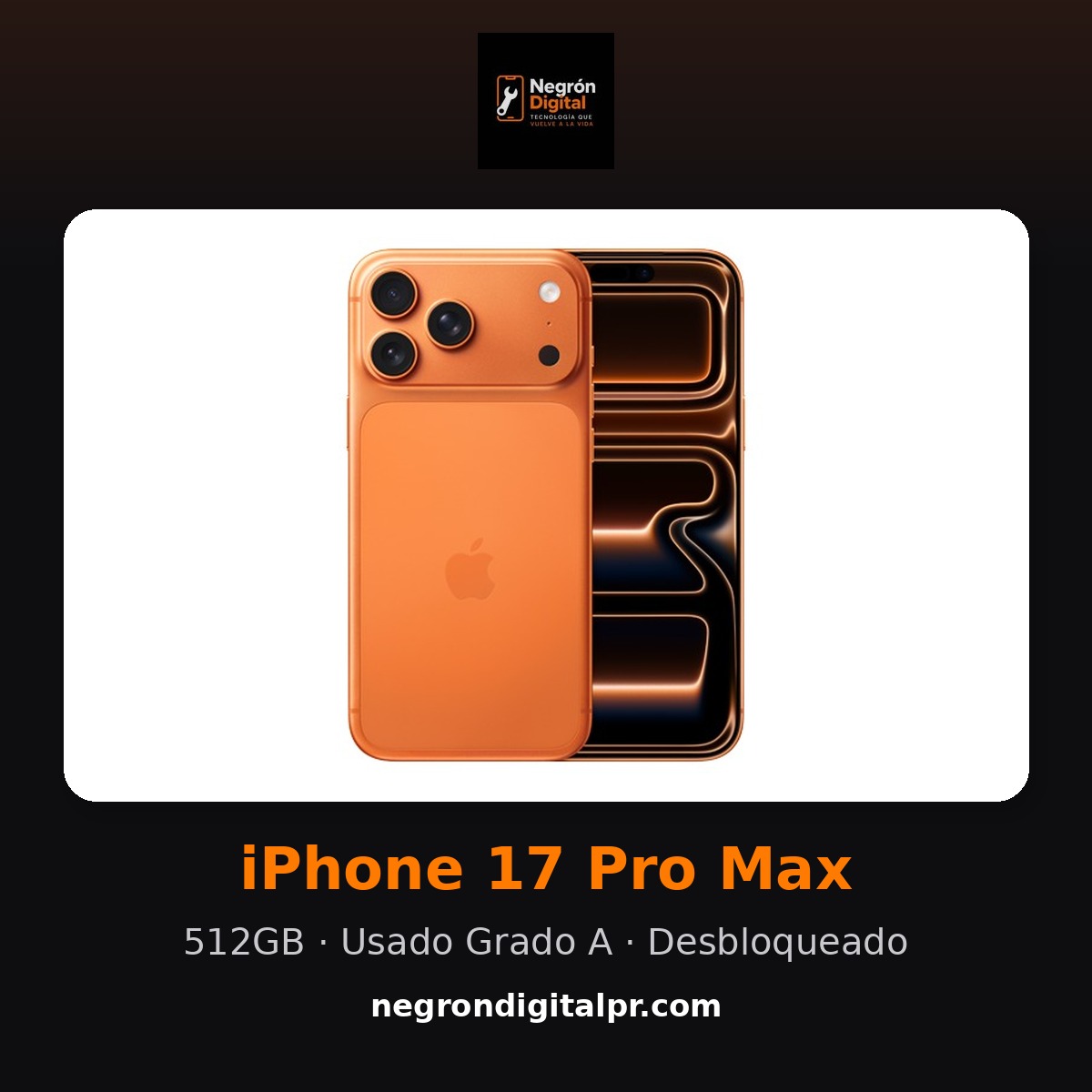iPhone 17 Pro Max — Usado Grado A (HSO)